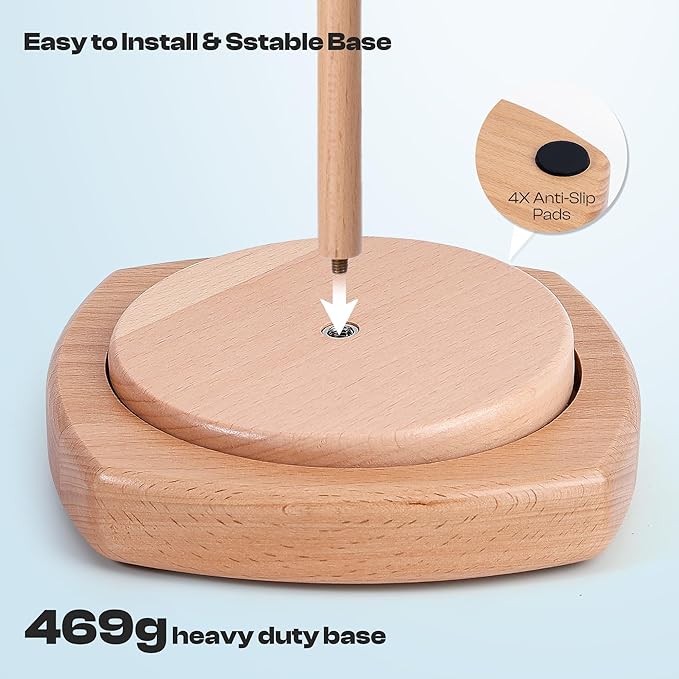 Caydo Wooden Yarn Holder for Knitting and Crocheting, Easy Install and Operate Yarn Spinner Holder, Yarn Spinner with Yarn Storage, Perfect Crochet Gift for Craft Enthusiasts - Large