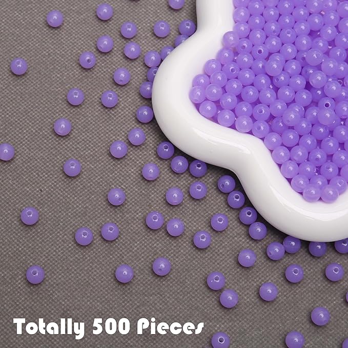 bonny boxx 500pcs 8mm jelly light purple acrylic round beads, smooth transparent acrylic balls, plastic resin gumball bubblegum chunky beads for necklace & bracelet making, crafting supplies
