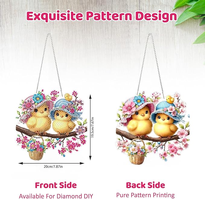 MEIYUDA Bird Diamond Art Hanging Kits for Adult, Flowers Bird Diamond Painting Hanging Kits Ornaments, DIY Special Shaped Rhinestone Window Pendants Kit for Home Garden Wall Decor Gift