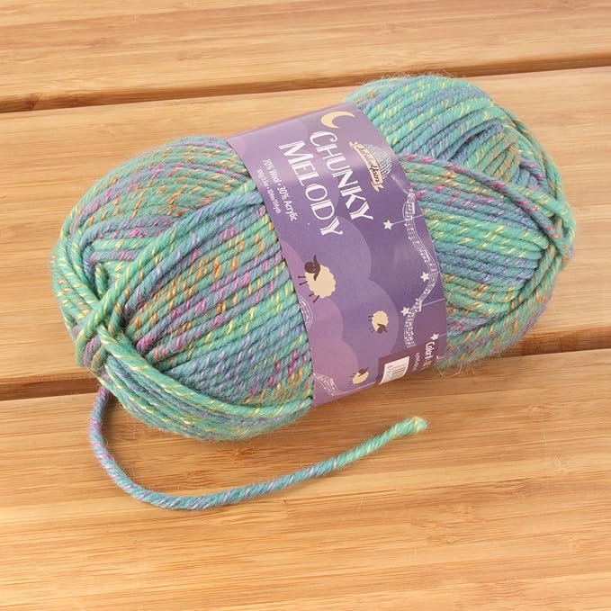 JubileeYarn Chunky Melody Yarn - 100g/Skein Bulky Wool Blend - Peacock - 4 Skeins