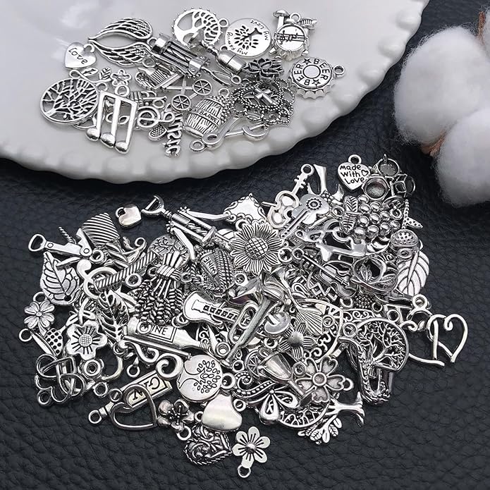 100 Pieces Jewelry Making Charms Pendants for Bracelet Bulk lot Necklace Earrings Keychain Charms Beads DIY Kit Trendy Craft