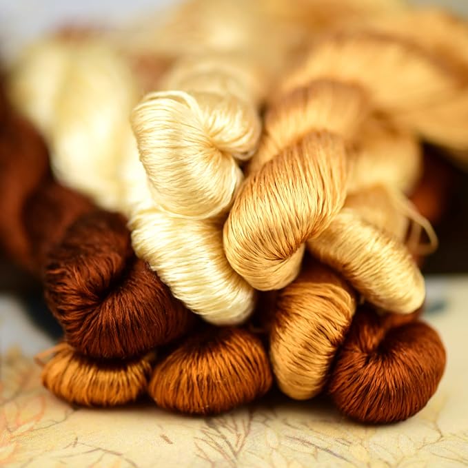 Natural 100% Silk Thread, Handmade Embroidery Thread Silk Floss 9 Colors 110m Each (46)