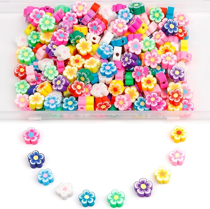 Flower Polymer Clay Beads Bracelet Making Cute Fun Spacer Beads for Jewelry Making, 180pcs Beads for Necklace Bracelets Earrings Key Chains Making DIY Accessories for Women