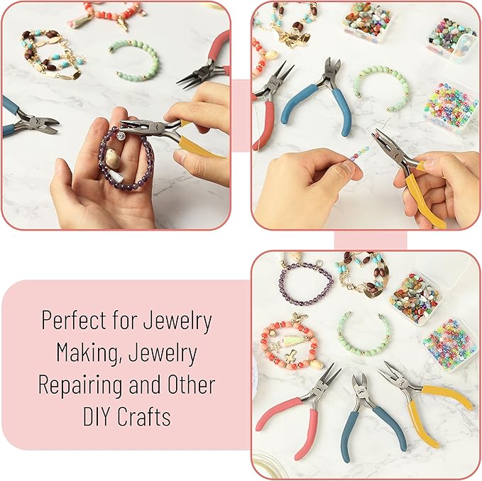 Mr. Pen - Jewelry Making Kit, Pliers 3 Pack (Mini, Chain Nose, Earring)