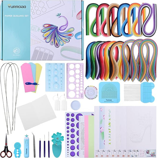 Paper Quilling Kit for Beginners & Adults, 1860 Paper Strips in 3 Sizes, Complete Quilling Tools Set with Electric Pen, Template Board for Cards, Scrapbooking, Wall Art, DIY Gifts & Family Crafts