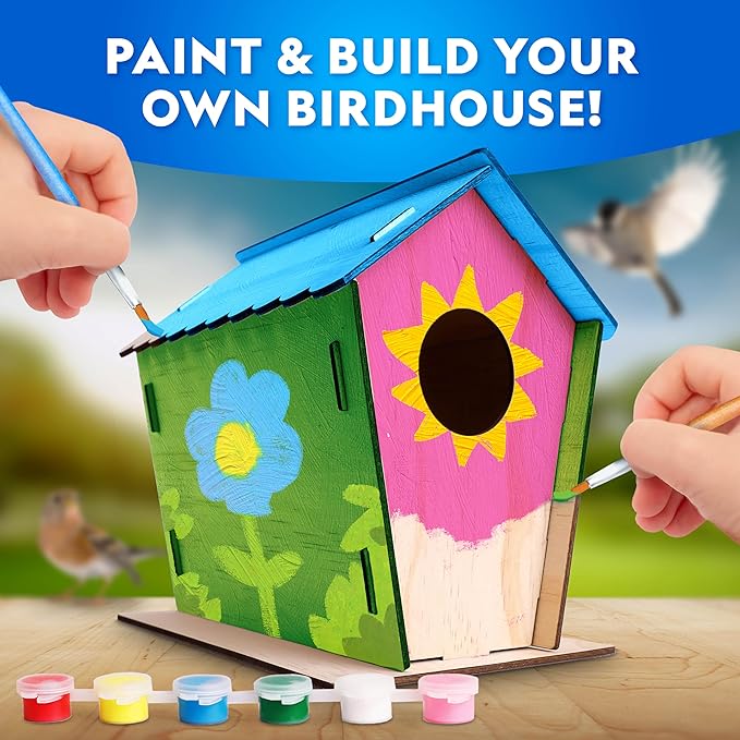 NATIONAL GEOGRAPHIC Mega Arts & Crafts Activity Kit – 3 Craft Kits in 1 to Build, Paint, Weave & Create, River Rock Painting Kit, Weaving Loom for Kids & DIY Birdhouse Craft with 25 Bonus Activities