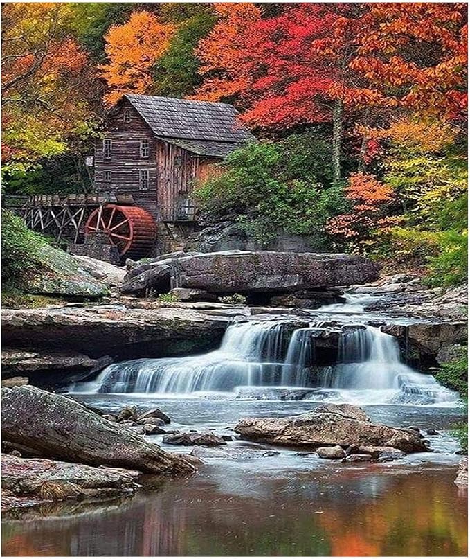 KTHOFCY 5D DIY Diamond Painting Kits for Adults Kids Waterfall Full Drill Embroidery Cross Stitch Crystal Rhinestone Paintings Pictures Arts Wall Decor Painting Dots Kits 15.7X11.8 in