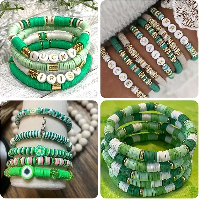 Clay Beads Bracelet Making Kit for Beginner, 2100 Pcs Preppy Polymer Heishi Beads with Charms Kit for Jewelry Making Necklace Earring DIY Crafts