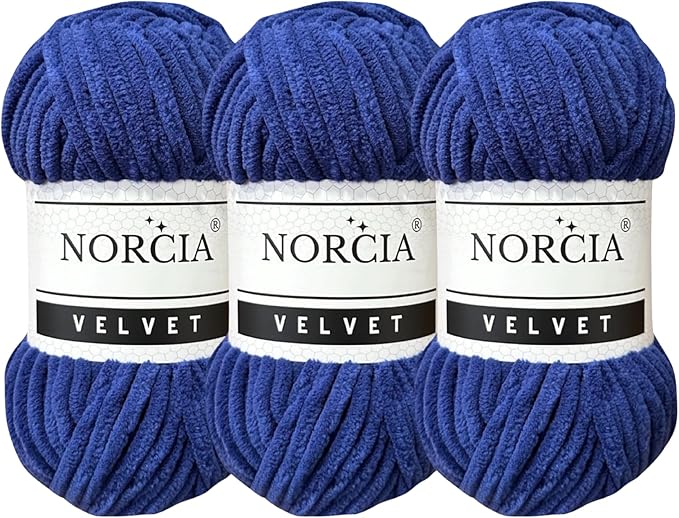 Soft Velvet Yarn Chenille Yarn for Crocheting Super Bulky 3x100g (3x74.3 yds) Baby Blanket Yarn for Knitting Amigurumi Yarn for Crochet Weaving Craft (Royal Blue, 3 Skeins)