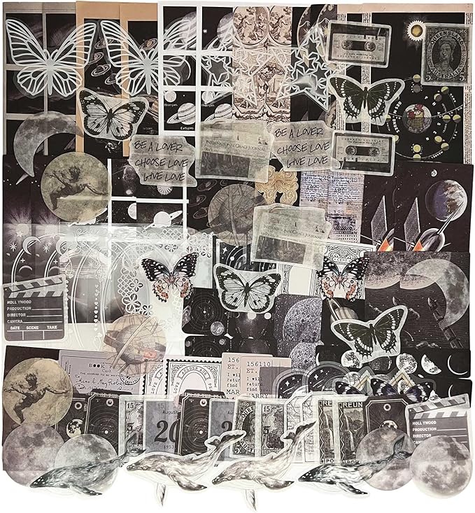 Vintage Ephemera Scrapbook Stickers,100 Pieces Star Universe Bundle Junk Journal Kit Supplies Material Paper Pack Decorative Aesthetic for Craft Art Bullet Junk Journal Planner Collage Album