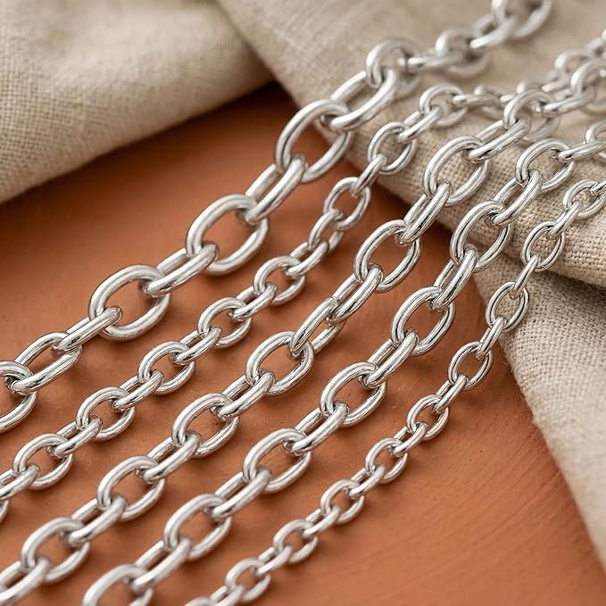 Coiris 33 Feet Stainless Steel Cable Chain for Jewelry Making Bulk, 3mm Soldered Link Chain Spool for DIY Necklaces Bracelets Crafts, Anti-Tarnish Metal Chain Roll (No Clasps Included)