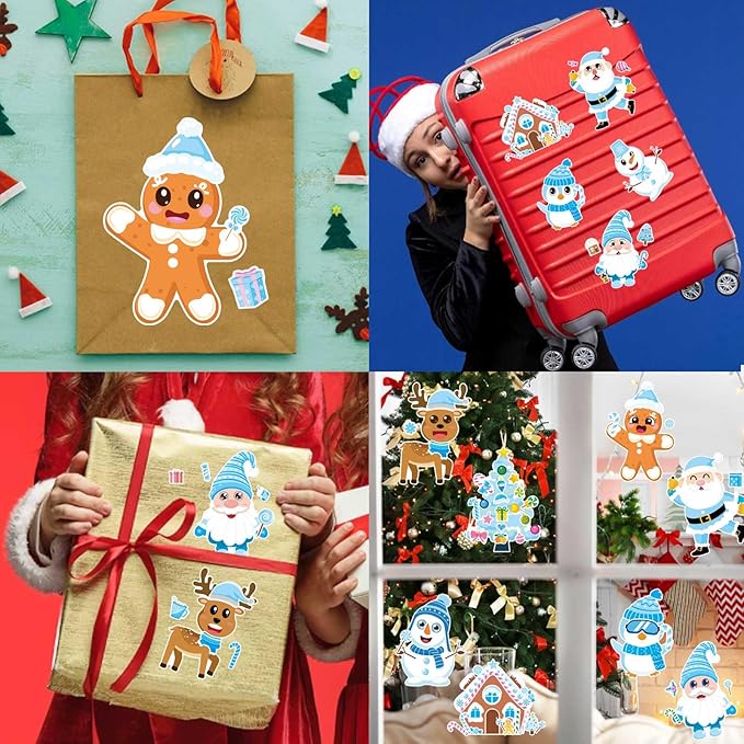 32 sheets make your own christmas stickers, winter stickers for kids, make a face sticker, winter holiday gif, xmas party favor supplies christmas stocking stuffer gifts