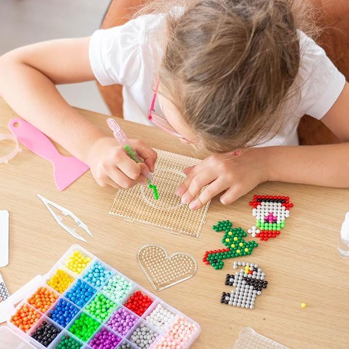 10Pcs 5mm Fuse Beads Pegboards，Multiple Shapes Melty Beads Peg Boards with 4Pcs Tweezers for Ironing Pixel Art Kit and Crafts