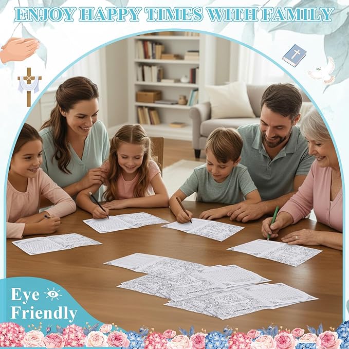 Liliful Flower Coloring Book Bulk for Adult Kids DIY Art Stress Relief Drawing Book with Patterns for Adults, Party Favors, Goodie Bag Filler and Holiday Gifts(Biblical Style)