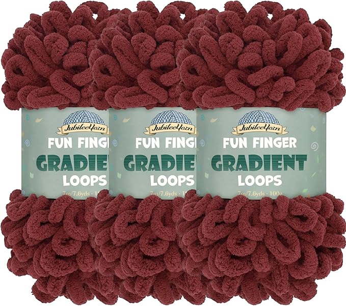 JubileeYarn Fun Finger Gradient Loops Yarn - 100g/Skein Jumbo Polyester - Molae - 3 Skeins