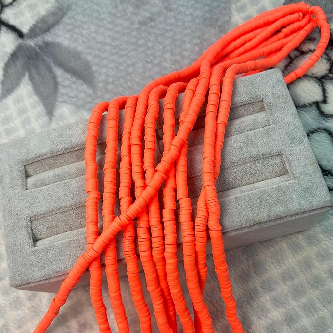 3500 Pcs 6mm Colorful Flat Clay Beads for DIY Polymer Round Handmade Jewelry Making for Necklace Bracelet Earring Pendant and Anklet Craft Making(Orange)