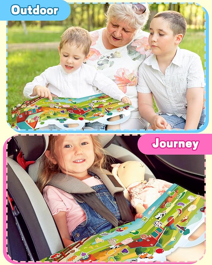 walenced reusable sticker book for toddlers, stickers for kids, toddler craft activities, toddler travel toys ages 3 and up boy girl birthday gifts