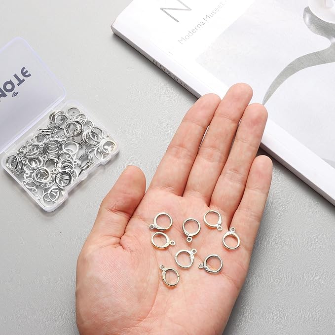 tmmate 60pcs silver filled hoop huggie earring hooks,hypoallergenic dangle tarnish resistant lever back earring hooks earwire for jewelry making supplies (silver)