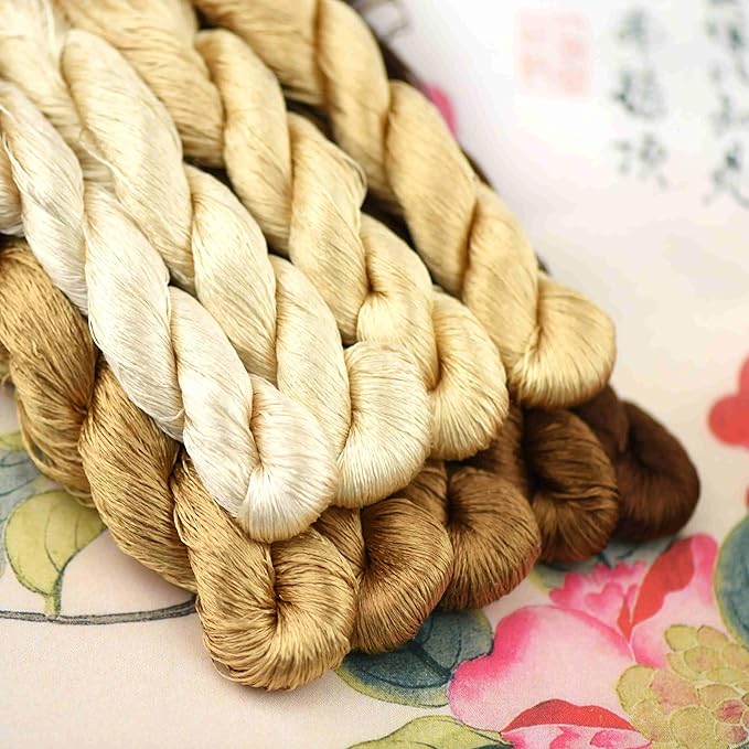 Natural 100% Silk Thread, Handmade Embroidery Thread Silk Floss 9 Colors 110m Each (62)
