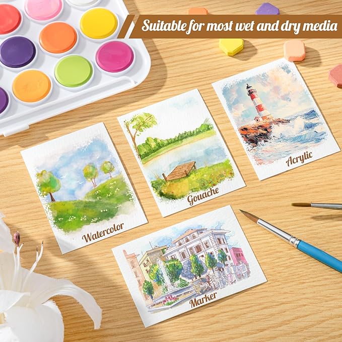 80 Sheets Watercolor Paper Bulk, 110 lb/230 GSM Cold Press White Water Color Paper for Kids Artists Drawing, Artists’ Collectible Editions Cards, Artist Trading Cards(2.5 x 3.5 Inch)