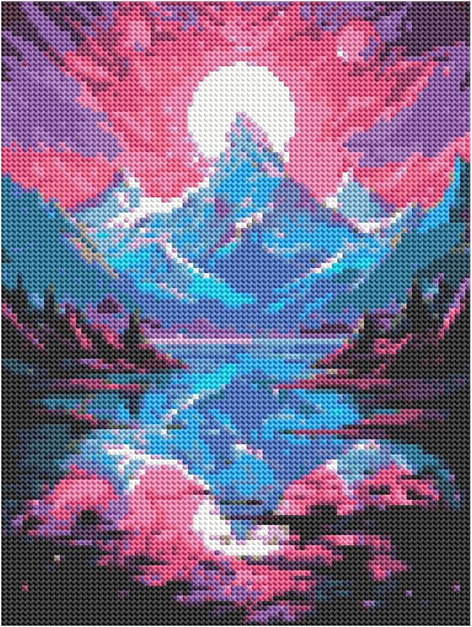 DOTZSO Landscape Diamond Painting Kits for Adults, Easy DIY 5D Round Full Drill Diamond Art kit Diamond Dot Crystal Gem Art and Craft for Beginners Home Wall Decor 12x16 Inches