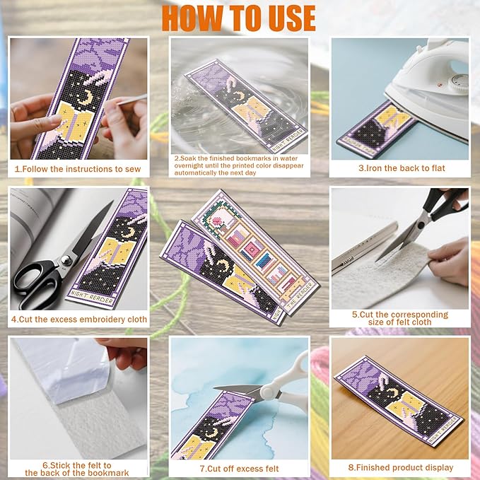 FREEBLOSS 6pcs Cross Stitch Bookmark Kit for Adult Beginners Stamped Tarot Pattern Cross Stitch Kits Embroidery Bookmarks Craft Kit with Instructions for Gift 11CT 8"x2.4"