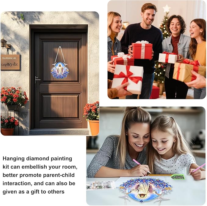 TOSTOG Diamond Art Hanging Kits for Adults, 5D Jesus Diamond Paintings for Adults Window Pendant, Special Shape Diamonds DIY Jesus Diamond Paintings Hanging Pendant Kit for Wall Decor Gift