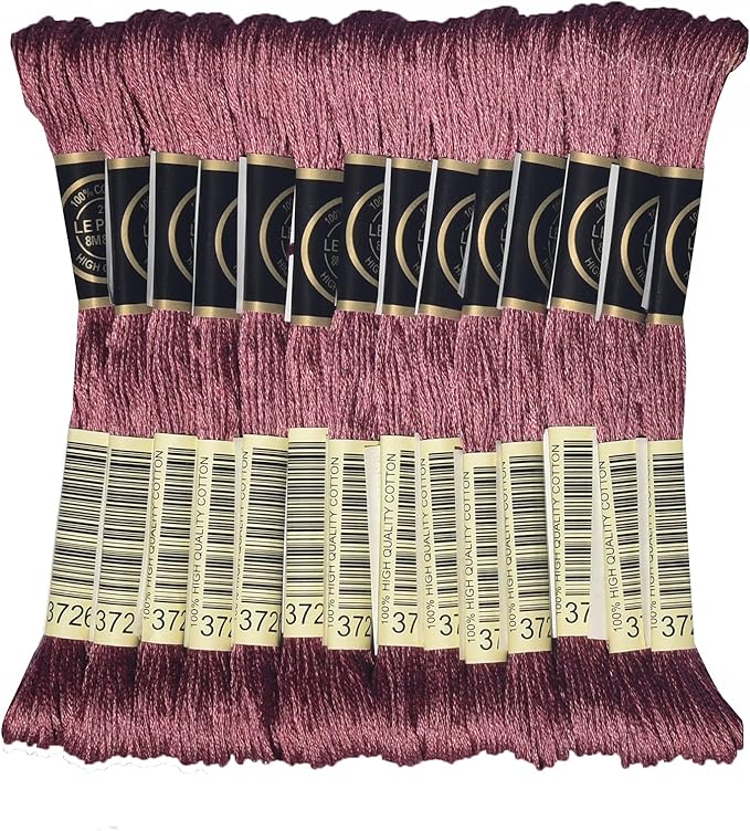 LE PAON Embroidery Floss, 14-Pack Six Strands 100% Long Staple Cotton Embroidery Thread, 8.7-Yard，Color Number：3726,Dark Antique Mauve