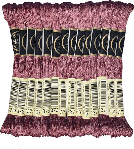 LE PAON Embroidery Floss, 14-Pack Six Strands 100% Long Staple Cotton Embroidery Thread, 8.7-Yard，Color Number：3726,Dark Antique Mauve