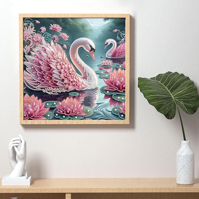 AiYuanzsh 5D Special Shape Diamond Art Kits for Beginners, Diamond Painting Kits for Adults, Crystal Rhinestones Diamond Painting for Home Wall Decoration Gift 12×12 inch/30×30 cm, Beautiful Swan