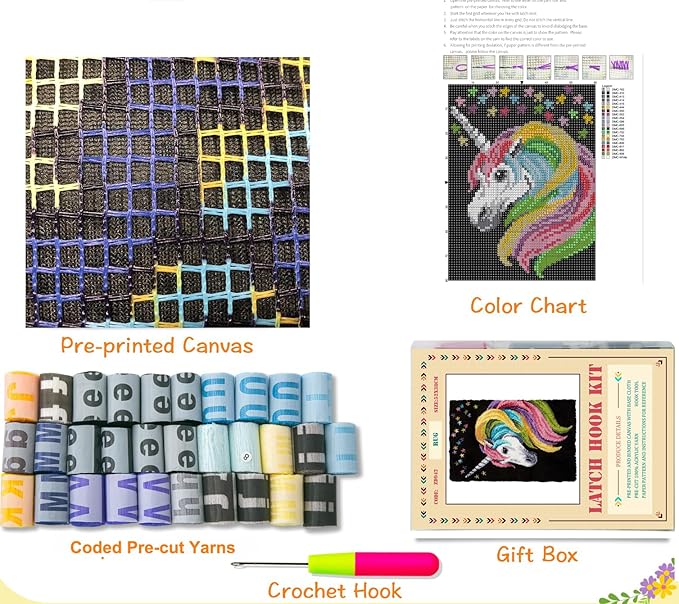 YOOTOM Latch Hook Kits for Adult Beginners, DIY Latch Hook Rug Hanging Embroidery Tapestry Crafts, Pre-Cut Yarns, Easy Pre-Pattern 20x15in