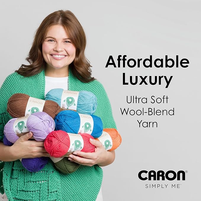Caron Simply Me Ruby Yarn - 2 Pack of 200g / 7oz - 62% Acrylic 20% Nylon 18% Wool - #5 Bulky - 246Yards - Knitting/Crochet