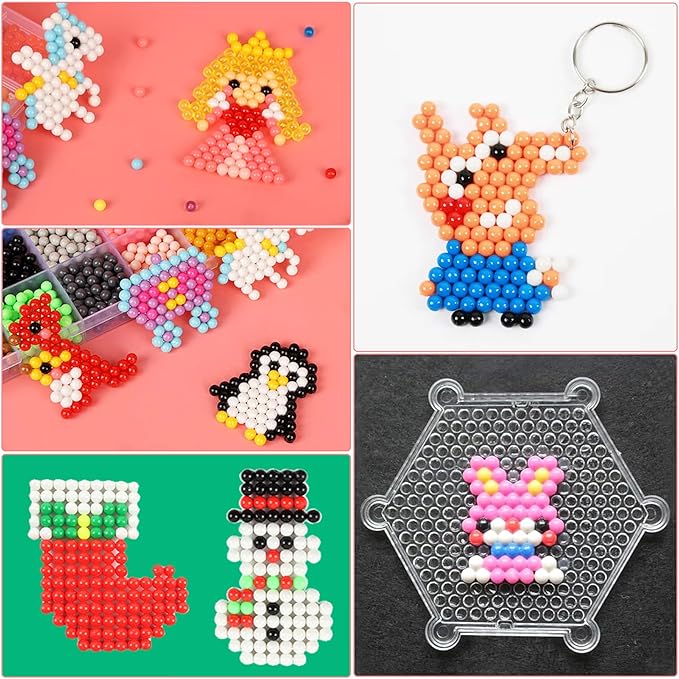 fuse beads kit for girls ages 6+ – 4400 pcs 5mm beads in 32 colors with spray bottle, puzzle guide, clamps & chains | creative diy arts & crafts gift