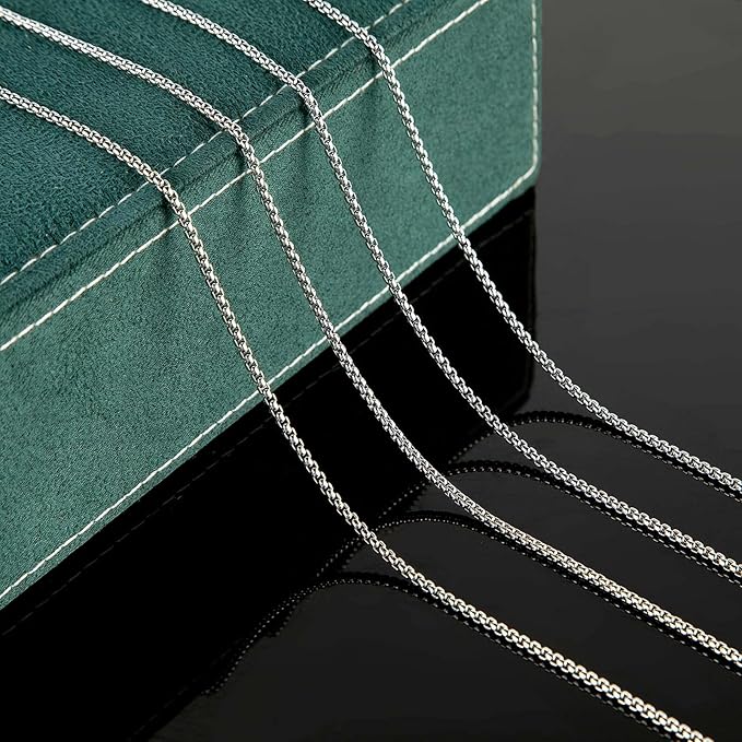 KYUNHOO 10M Stainless Steel Chain Bulk Silver Rolo Chains for Jewelry Making 2.5mm Square Beaded Chain Roll with Jump Rings and Lobster Clasps Men and Women Necklace DIY Jewelry Supplies