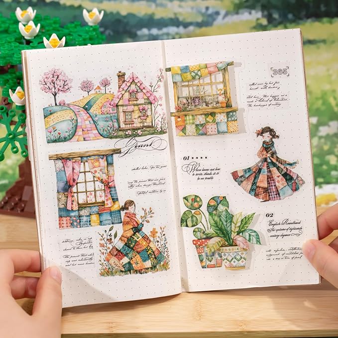 60 Pieces Vintage Aesthetic Scrapbooking Stickers with Pastoral Style Scenes for Junk Journals, Card Making, Planners, Phone Cases, Office DIY Crafts (6 Pack)