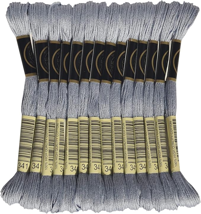LE PAON Embroidery Floss, 14-Pack Six Strands 100% Long Staple Cotton Embroidery Thread, 8.7-Yard，Color Number：341, Light Blue Violet