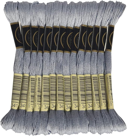 LE PAON Embroidery Floss, 14-Pack Six Strands 100% Long Staple Cotton Embroidery Thread, 8.7-Yard，Color Number：341, Light Blue Violet
