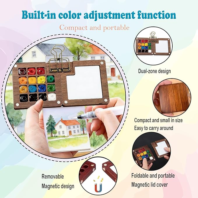 EVOCKAY Mini Watercolor Paint Set Portable Watercolor Kit for Adults Travel Watercolors Paint with Sketchbook Mixing Palette and Drawing Pad Perfect for On The Go Creativity and Art Exploration