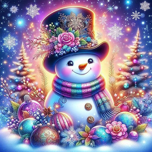 Yezavesu Christmas Diamond Art Kits for Adults, Snowman Diamond Painting Kit for Beginners, 5D DIY Round Full Drill Painting with Gem Art Craft Kits for Home Wall Decor 14x14 Inch