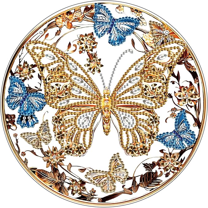 Generic DIY Hanging Diamond Pendant Special Shaped Crystal Diamond Art Painting Ornament Single Sided for Window Home Garden Wall Door Decor-Golden Butterfly