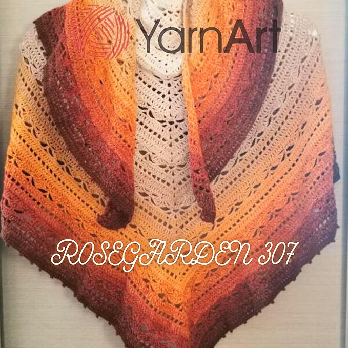 YarnArt Flowers Rosegarden 100% Cotton Gradient Yarn – 250g / 8.8oz / 1000m+ (1094 yds) – Multicolor Rainbow Cotton Yarn for Knitting & Crochet – Lightweight Summer Yarn for Shawls, Tops, (307)