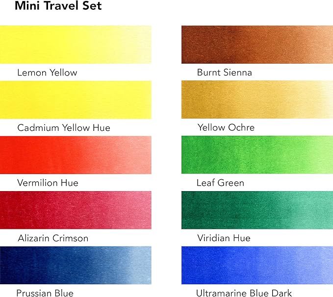 Daler-Rowney Mini Half Pan Travel Tin, 12 Piece Set, Colors May Vary