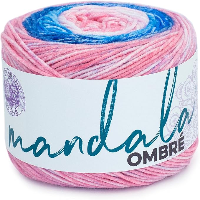 Lion Brand Yarn, Mandala Ombré Variegated Yarn for Crocheting, Knitting, and Crafts, Pure, 1 Pack, Soft, Acrylic Fiber for Cozy Blankets, Worsted Weight Sweaters and Colorful Shawls