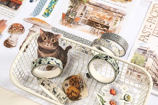 10 Rolls Skinny Washi Tape Set Texture Arts Adhesive Tapes Basic Patterns Decorative Masking Tape Sets for Craft, Kids, Scrapbook, DIY, Gift Wrapping (Style One)