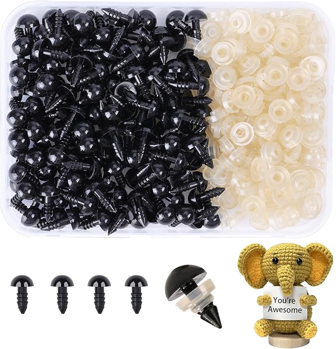 XKDOUS 9mm Safety Eyes, 280pcs for Crocheting, Crochet Eyes for Amigurumi, Stuffed Animal Doll Eyes for DIY Crafts
