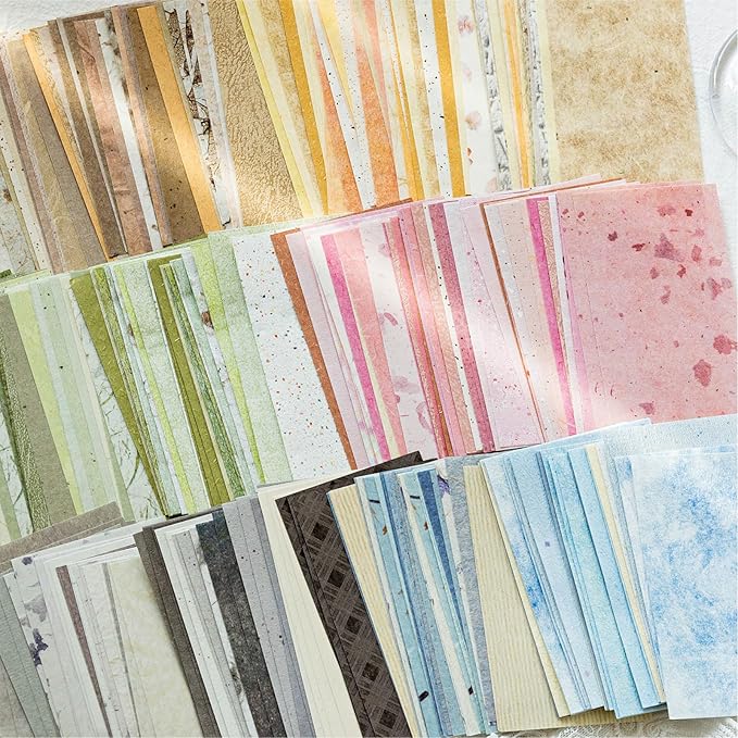 300 Pcs Scrapbook Paper Kit - 6 Pack Textured&Printed Decoupage Paper Assorted Set Colorful Special Mixed For Scrapbooking Supplies Junk Journaling Bullet Cards Making Craft Collage 4.13X2.44 Inch
