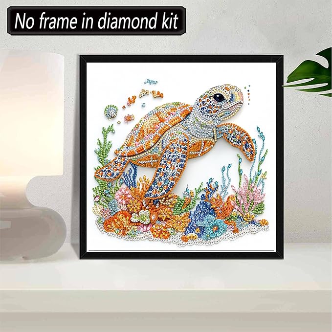 SKRYUIE DIY Diamond Art Kits for Adults Turtle Special Shape - 5D Diamond Painting Kits for AdultsAnimal - Crystal Embroidery Cross Stitch - Craft for Wall & Office Decor 12 x 12 Inch A3