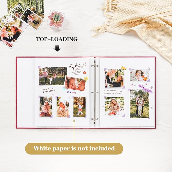 Mublalbum 8.5x11 Inch DIY Scrapbook Photo Album with 40 Plastic Sleeves 80 Pages Top-Loading Protectors, Linen Cover 3-Ring Binder for Baby Wedding Travel and DIY Projects (Blue)