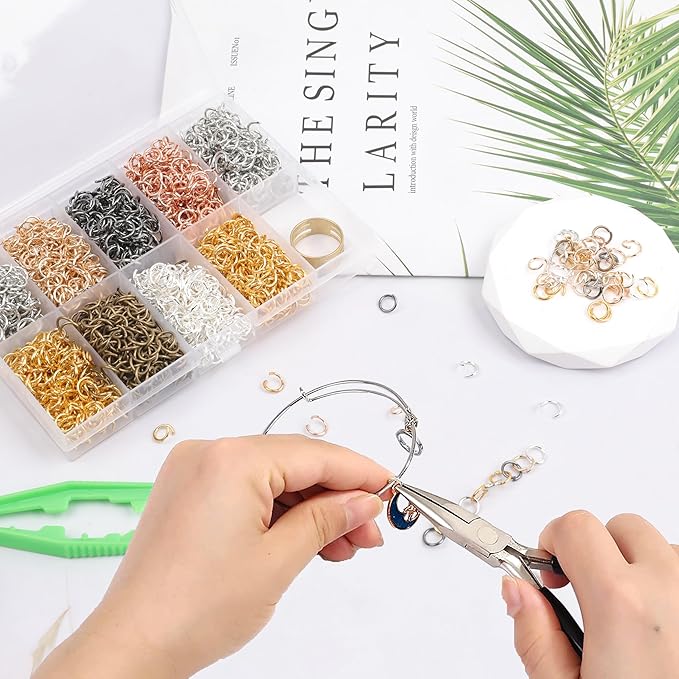 6 mm Jump Rings for Jewelry Making 7 Colors 1800 Pcs Stainless Steel Jump Rings with Open/Close Tools for Necklace Bracelet Repair Keychains Jewelry Making Supplies(6mm/0.24")
