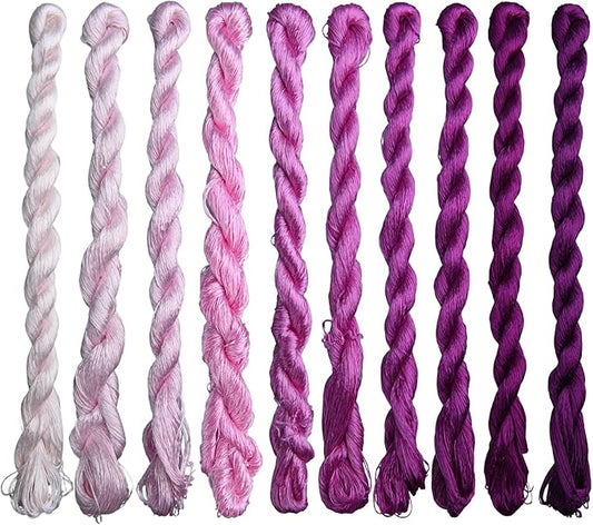 Natural 100% Silk Thread, Handmade Embroidery Thread Silk Floss 10 Colors 110m Each (65)
